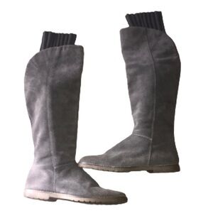 Corso Como gray suede tall boots with gray sweater topper size 8.5